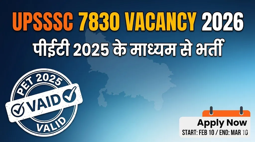 UPSSSC Recruitment 2026 – Latest & Upcoming Vacancy Through PET 2025 | 7830 Posts
